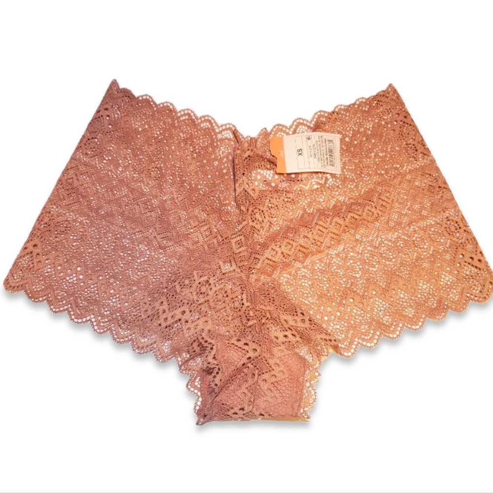 #Q New Auden Mauve Women's Pink Women All Over Lace Cheeky Underwear xs